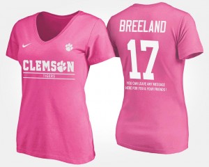 With Message Bashaud Breeland CFP Champs T-Shirt Pink Name and Number Womens #17