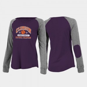 Preppy Patch Long Sleeve College Football Playoff Charcoal Clemson National Championship T-Shirt 2018 National Champions Women's
