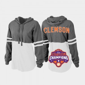 2018 National Champions For Women Charcoal White Clemson University Hoodie College Football Playoff Pom Pom Jersey
