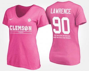 Pink For Women's #90 Dexter Lawrence Clemson National Championship T-Shirt With Message Name and Number