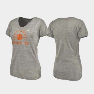 Clemson National Championship T-Shirt 2018 National Champions Lateral V Neck College Football Playoff Ladies Heather Gray