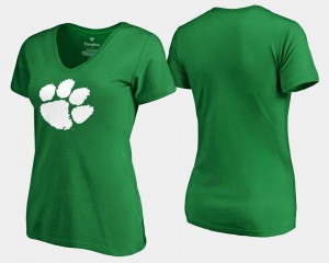 St. Patrick's Day White Logo Fanatics Branded Clemson T-Shirt Kelly Green For Women