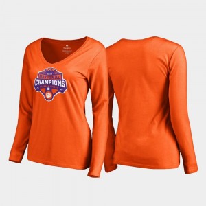 Orange Champions Gridiron Long Sleeve College Football Playoff Clemson T-Shirt 2018 National Champions Women's