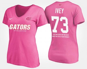 Martez Ivey Florida Gators T-Shirt Pink #73 Name and Number Womens With Message