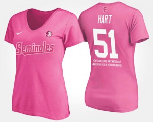 #51 Women's Name and Number Bobby Hart Florida State Seminoles T-Shirt Pink With Message