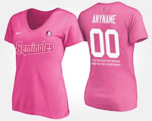 Name and Number T shirt With Message Womens Pink #00 FSU Customized T-Shirt