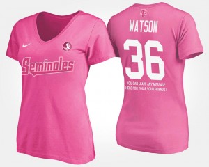 #36 Ladies Pink With Message Dekoda Watson Florida State T-Shirt Name and Number