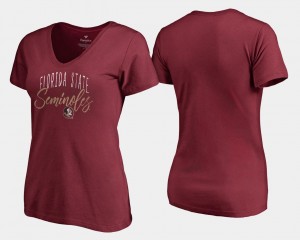 For Women's V Neck Fanatics Branded Garnet Graceful Seminoles T-Shirt