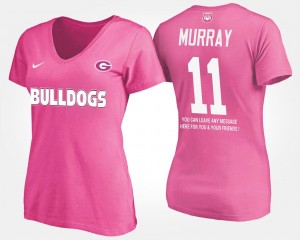 Pink #11 Womens Name and Number With Message Aaron Murray University of Georgia T-Shirt