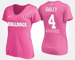 #4 Name and Number Champ Bailey University of Georgia T-Shirt Pink For Women With Message