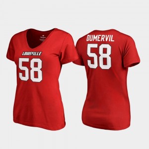Red College Legends Elvis Dumervil Cardinals T-Shirt #58 Women V Neck