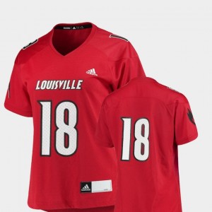 Louisville Cardinals Jersey College Football #18 Womens Red Replica Adidas