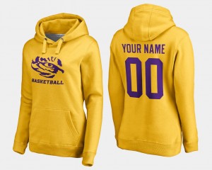 Name and Number Basketball Gold #00 Women LSU Custom Hoodies