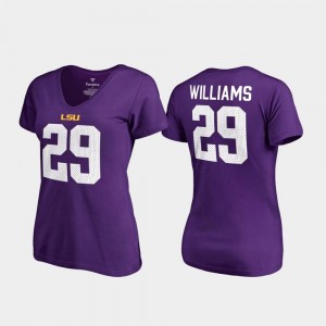 #29 V Neck Name & Number Greedy Williams LSU T-Shirt Ladies Purple College Legends