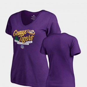 Purple Dime V Neck Fanatics Branded LSU T-Shirt Ladies 2019 Fiesta Bowl Bound