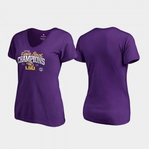 Purple Women's Flea Flicker Fanatics Branded V Neck 2019 Fiesta Bowl Champions Louisiana State Tigers T-Shirt