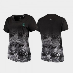 For Women's Floral Victory Tommy Bahama MSU T-Shirt Black