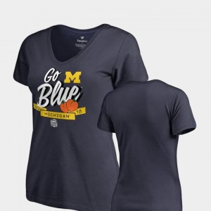 Dime V Neck Fanatics Branded 2018 Peach Bowl Bound Womens Michigan T-Shirt Navy