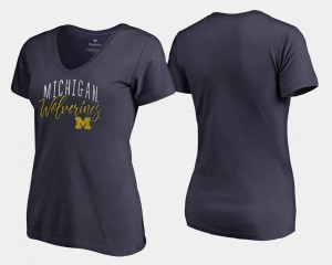 V Neck Fanatics Branded Navy Graceful Ladies Michigan T-Shirt