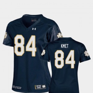 For Women's Navy Replica Under Armour College Football #84 Cole Kmet Notre Dame Jersey