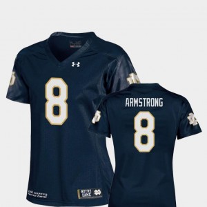 Womens College Football Replica Under Armour Navy #8 Jafar Armstrong Notre Dame Fighting Irish Jersey