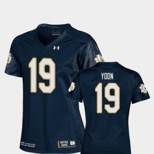 Replica Under Armour For Women's College Football Navy Justin Yoon Notre Dame Jersey #19