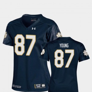 Michael Young Notre Dame Fighting Irish Jersey Navy Women College Football Replica Under Armour #87