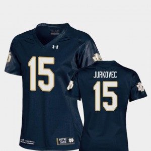 Navy For Women Phil Jurkovec Notre Dame Fighting Irish Jersey #15 College Football Replica Under Armour