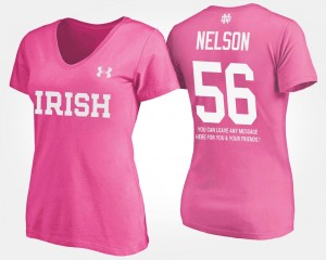 Quenton Nelson Irish T-Shirt With Message Ladies #56 Name and Number Pink