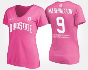 Name and Number Adolphus Washington OSU T-Shirt Ladies #92 With Message Pink