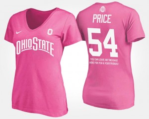 With Message #54 Women Pink Billy Price Ohio State Buckeyes T-Shirt Name and Number