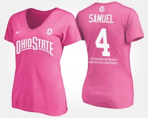 Pink #4 Ladies With Message Curtis Samuel OSU Buckeyes T-Shirt Name and Number