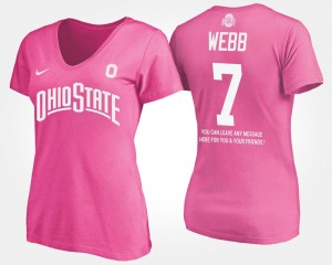 With Message Womens Name and Number Damon Webb OSU T-Shirt Pink #7