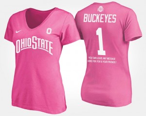 Name and Number Pink No.1 Short Sleeve With Message Ohio State Buckeyes T-Shirt #1 For Women's