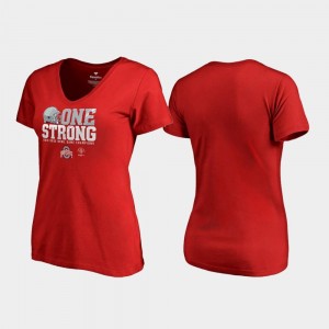 For Women Scarlet OSU T-Shirt Endaround V Neck Fanatics Branded 2019 Rose Bowl Champions