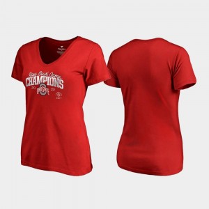 Scarlet Flea Flicker Fanatics Branded V Neck 2019 Rose Bowl Champions Women's Ohio State Buckeyes T-Shirt