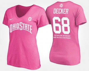 Ladies #68 Taylor Decker Ohio State T-Shirt Pink Name and Number With Message