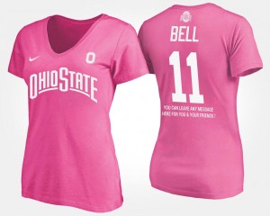 With Message #11 Vonn Bell Ohio State Buckeyes T-Shirt For Women Name and Number Pink