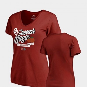 2018 Orange Bowl Bound Oklahoma T-Shirt Dime V Neck College Football Playoff For Women Crimson