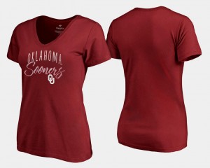 Oklahoma T-Shirt V Neck Fanatics Branded Womens Crimson Graceful