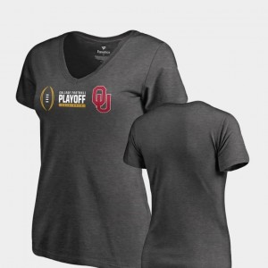 For Women's Heather Gray Sooners T-Shirt 2018 College Football Playoff Bound Cadence V Neck Fanatics Branded