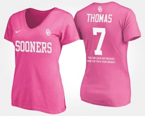 Jordan Thomas Oklahoma Sooners T-Shirt For Women's Name and Number #7 With Message Pink
