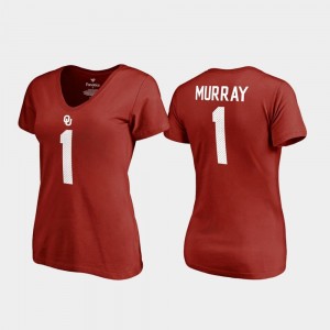 V Neck Name & Number Crimson Ladies Kyler Murray OU Sooners T-Shirt #1 College Legends
