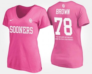 Orlando Brown Oklahoma Sooners T-Shirt Ladies With Message #78 Pink Name and Number