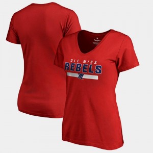 Red V Neck Team Strong Women's Ole Miss Rebels T-Shirt