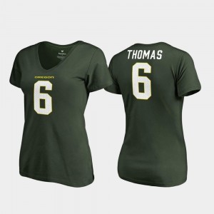 Green College Legends De'Anthony Thomas Oregon Ducks T-Shirt V Neck #6 Women's