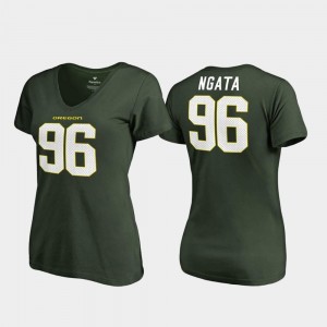 Womens #96 Green Haloti Ngata Oregon T-Shirt V Neck College Legends