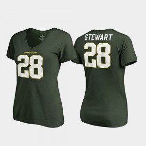 #28 College Legends Jonathan Stewart Oregon Ducks T-Shirt Women Green V Neck