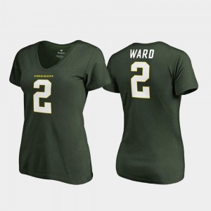 Green #2 T.J. Ward Oregon T-Shirt Ladies V Neck College Legends