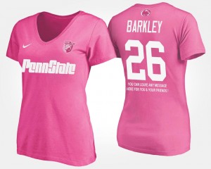 With Message Name and Number Ladies Pink #26 Saquon Barkley PSU T-Shirt